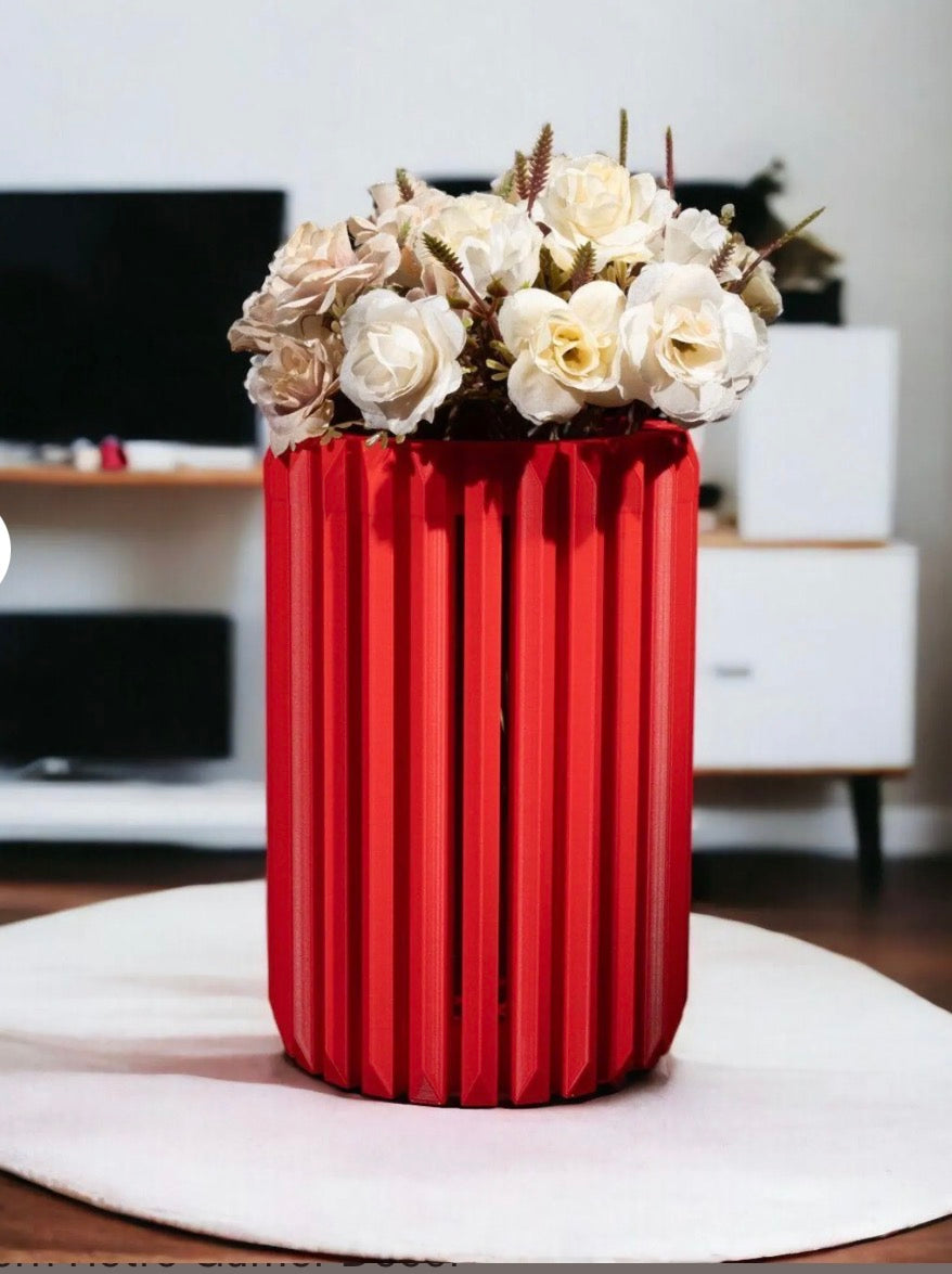 3D Printed Ribbed Indoor Vase – Made to Order